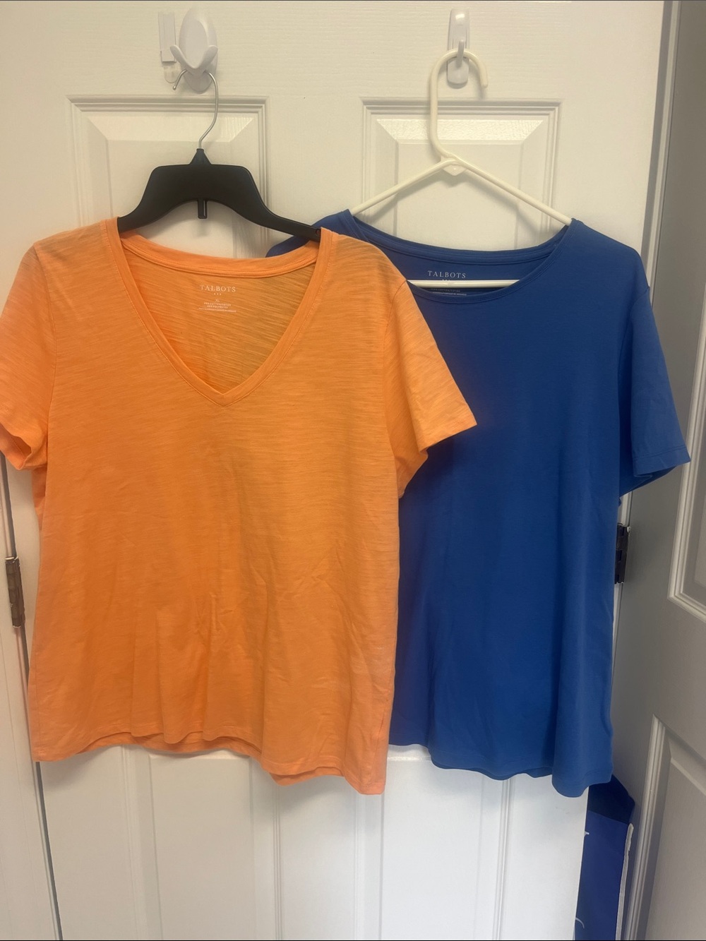 Talbots Short-Sleeve Tees in Orange and Blue - V-Neck & Crew Neck (bundle)
